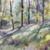 British Impressionist Watercolor of Woodland Light and Shadows