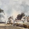 British Impressionist Watercolor of Rustic Farmhouse and Outbuildings in Country