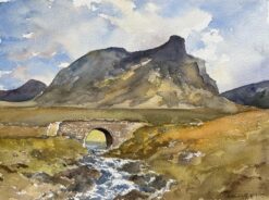 British Impressionist Watercolor of Suilven from the Kylestrone Road