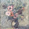 French Impressionist Oil Painting of Floral Still Life in Earthen Vase