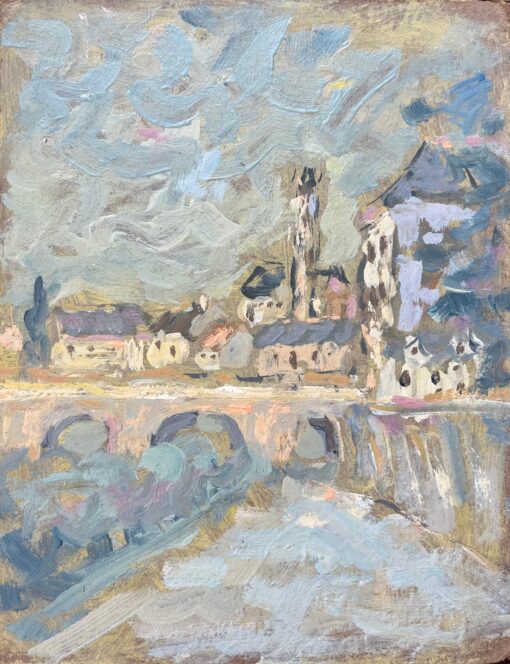 French Impressionist Oil Painting of Moret-sur-Loing, France