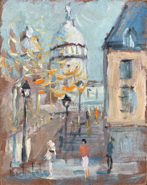French Impressionist Oil Painting of Montmartre with a View of Sacré-Cœur