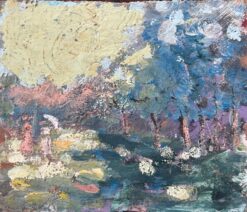 French Impressionist Oil Painting of Verdant Woodland Scene