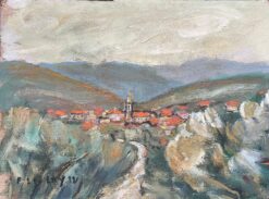 French Impressionist Oil Painting of a Provençal Village Landscape