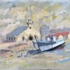 French Impressionist Oil Painting of a Chapel and Fishing Boat in Camaret