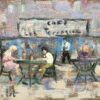 French Impressionist Oil Painting of Café Scene at Café des Terrasses