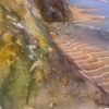 British Original Impressionist Watercolor Coastal Tidal Seascape Beach & Cliffs