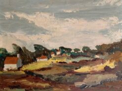 Mid Century French Windswept Landscape signed oil painting - fresh colours