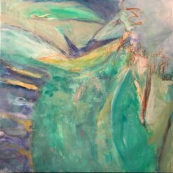 Large Original Oil Painting Abstraction Green Teal Turquoise colors