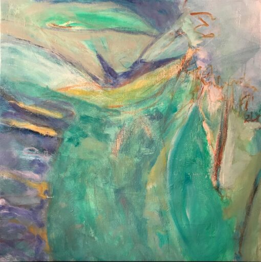 Large Original Oil Painting Abstraction Green Teal Turquoise colors