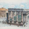 French Watercolor Painting of “La Station Thermale” in Dax