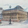 French Watercolor of "Bordeaux: Le Grand Théâtre"