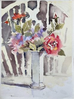 British Impressionist Watercolor of a Still Life of Floral Arrangement in a Vase