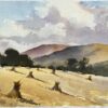 British Impressionist Watercolor of a Serene Countryside Scene at Harvest Time