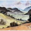 British Impressionist Watercolor of Borrowdale Valley in the Lake District