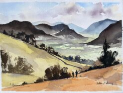 British Impressionist Watercolor of Borrowdale Valley in the Lake District