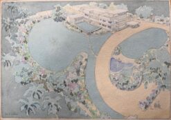 Finely Detailed British Watercolor Topographical of the Svartisen Glacier