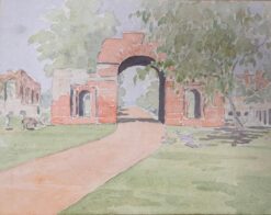 Finely Detailed British Watercolor Topographical of The Hotel in Hakaial Park