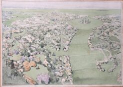 Finely Detailed British Watercolor Topographical of a Mogul Garden in Pakistan