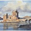 British Impressionist Watercolor of Eilean Donan Castle Scotland