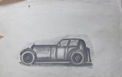 1935 Auburn 851 SC Boattail Speedster Concept Pencil Illustration
