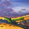 Fauvist Painting Contemporary Purple Sunset Over Spanish Country Side Fields