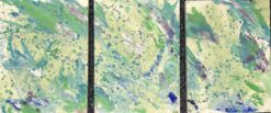 Green Abstract Acrylic Painting Contemporary British Spring Symphony Triptych
