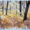 British Impressionist Watercolor of a Serene Autumn Woodland Scene