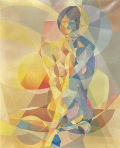 HUGE 1970'S FRENCH CUBIST ABSTRACT SIGNED FRENCH OIL - BRIGHT & COLORFUL NUDE