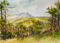Post-Impressionist French Watercolour Painting Foliage And Trees Mountainscape