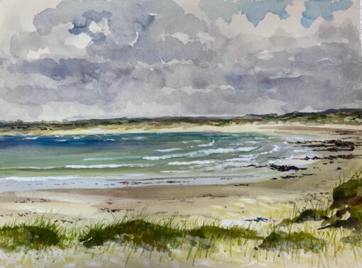Post-Impressionist French Watercolour Painting Of Cloudy Pors Carn