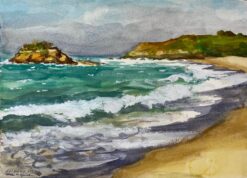 Post-Impressionist French Watercolour Painting The Island of Guesclin, Brittany