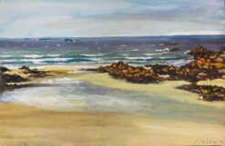 Post-Impressionist Painting Boats In The Horizon At Ploudalmézeau, Brittany