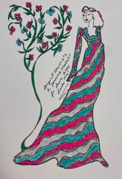 Original Fashion Design Illustration Watercolor Painting Laura Ashley Designer