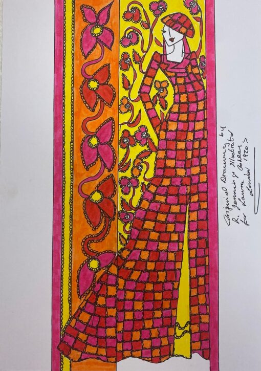 Original Fashion Design Illustration Watercolor Painting Laura Ashley Designer