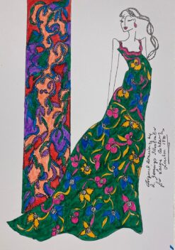 Original Fashion Design Illustration Watercolor Painting Laura Ashley Designer