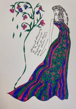 Original Fashion Design Illustration Watercolor Painting Laura Ashley Designer
