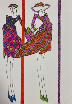 Original Fashion Design Illustration Watercolor Painting Laura Ashley Designer