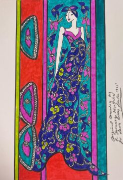 Original Fashion Design Illustration Watercolor Painting Laura Ashley Designer
