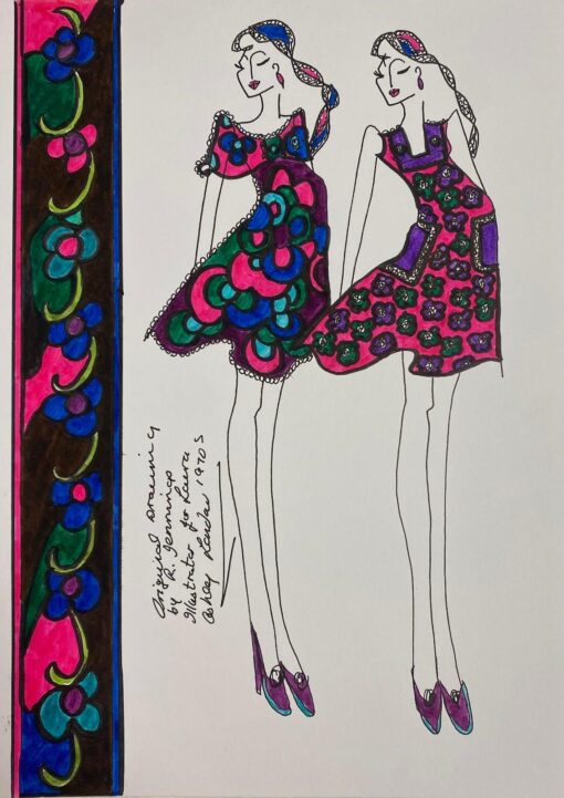 Original Fashion Design Illustration Watercolor Painting Laura Ashley Designer