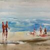 British Mid 1900-1999 Impressionist Painting Day At The Beach