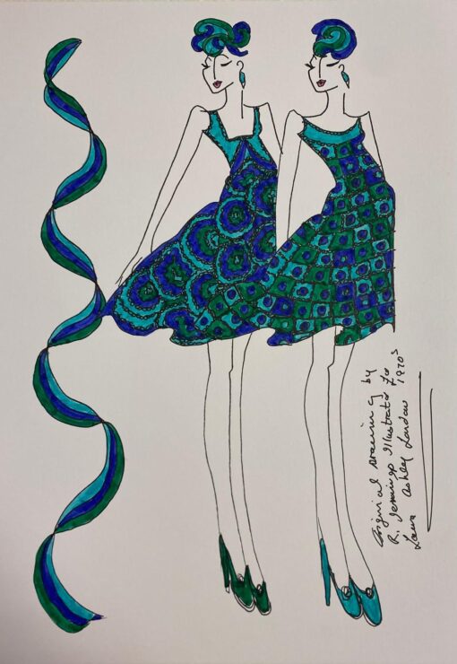 Original Fashion Design Illustration Watercolor Painting Laura Ashley Designer