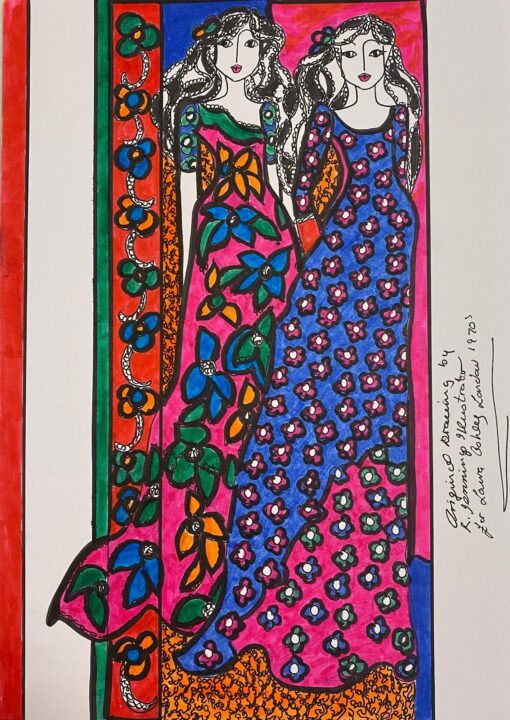 Original Fashion Design Illustration Watercolor Painting Laura Ashley Designer