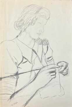 GENEVIEVE ZONDERVAN (1922-2013) FRENCH DRAWING - Lady Knitting