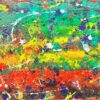 French Contemporary Abstract Splash Drip Painting Explosion of Colors, signed