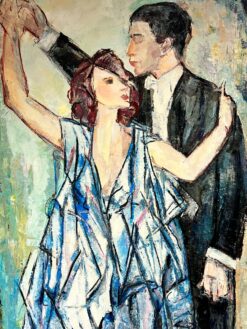 Huge Spanish/ French Oil Painting -  Baby blue couple