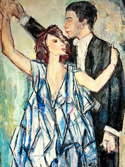 Huge Spanish/ French Oil Painting -  Baby blue couple