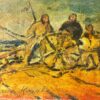 Maurice Mazeilie - French Oil Landscape - Three Figures Turning A Wheel