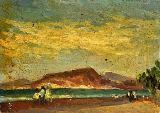 Maurice Mazeilie - French Oil Landscape - Figures Down By The Beach