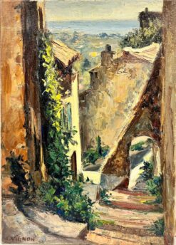 Cagnes Sur Mer Old Town Overlooking Sea French Post Impressionist